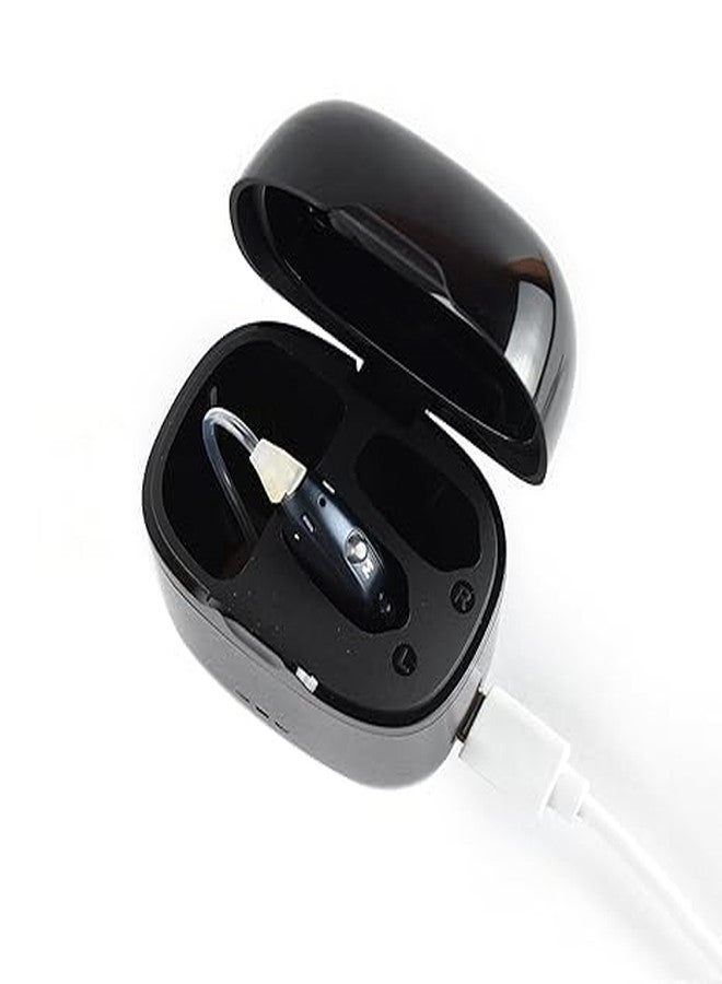 HP SOUND PLUS Rechargeble Best Amplifire for Senior Deaf Auto Noise Cancellation Long Press Power Button BTE Hearing Aid (Navy Blue) - Image 2