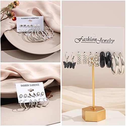 JMScape 37 Pairs Silver Hoop Earrings Set for Women Multipack Fashion Drop Dangle Earring Packs Pearl Studs Butterfly Earrings Hypoallergenic Chunky Hoops Jewelry for Valentine's Day Gifts - Image 4