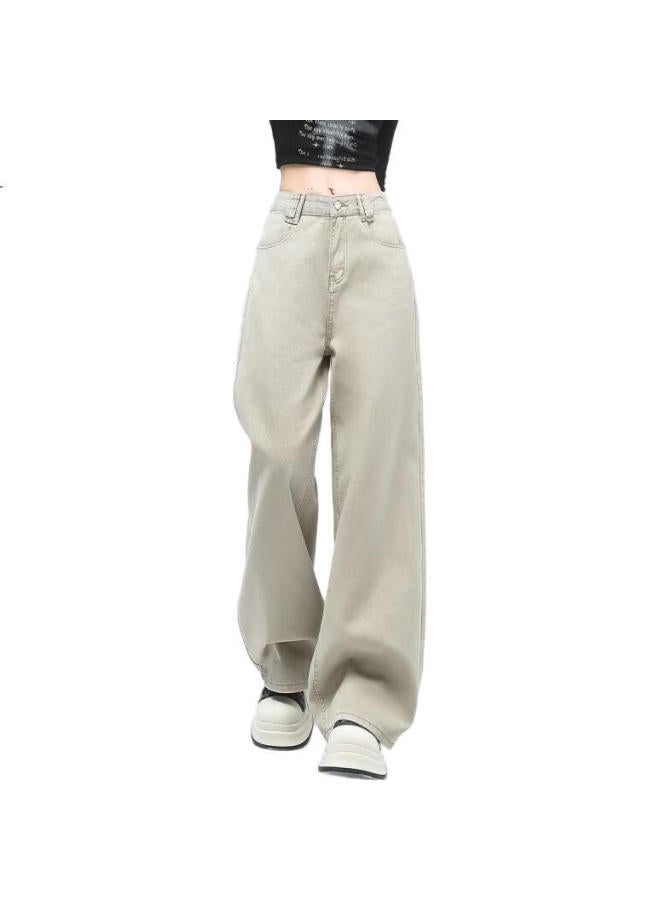 EPTISON Casual Simple Jeans For Women, Spring 2025, Loose-Fitting, Fashionable, Versatile, High-Waisted, Slimming, Wide-Leg Pants For Women - Image 3
