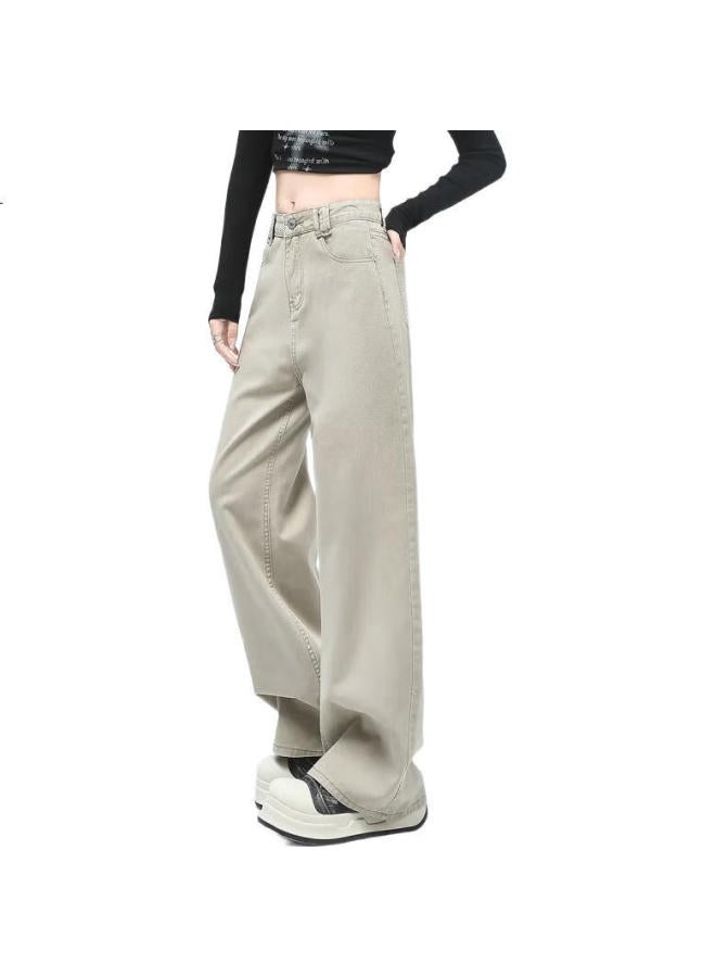 EPTISON Casual Simple Jeans For Women, Spring 2025, Loose-Fitting, Fashionable, Versatile, High-Waisted, Slimming, Wide-Leg Pants For Women - Image 2