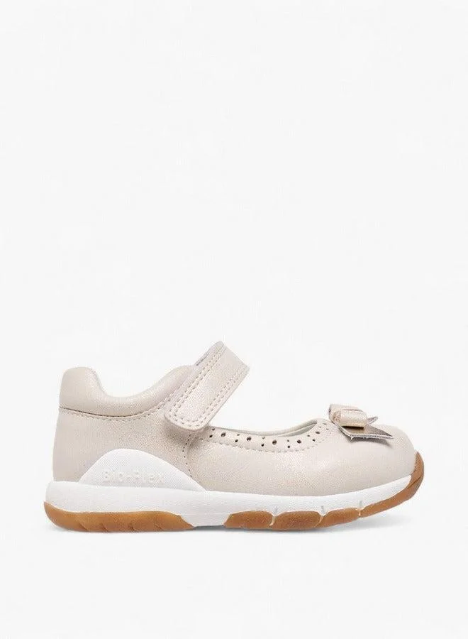 Barefeet Bow Accent Mary Jane Shoes with Hook and Loop Closure