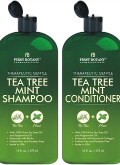 Tea Tree Mint Shampoo and Conditioner - contains Pure Tea Tree Oil & Peppermint Oil - Fights Hair Loss, Promotes Hair Growth, Fights Dandruff, Lice & Itchy Scalp - Men & Women Sulfate Free -16 oz x 2