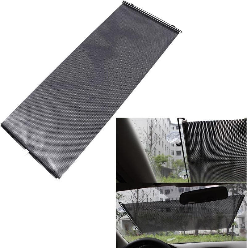 Healeved Universal Retractable Car Sun Shade Curtain 2pcs 50X125Cm Vehicle Window Roller Sunshade Protector Black Mesh for Summer Heat Insulation - Image 4