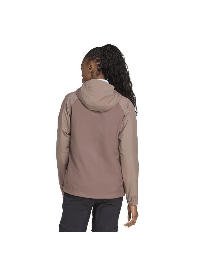 Adidas W Mt 2L Rain Jk Brown Hiking Jackets For Women XS - Image 3