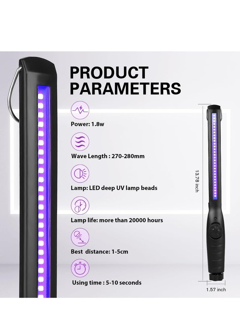 UV Light Sanitizer, Portable UV Light Disinfection Lamp USB Rechargeable Ultraviolet Light Sanitizer for Home Hotel Travel Car Kills 99% of Germs Viruses & Bacteria UV Light Sanitizer Wand 1 Pack - Image 2