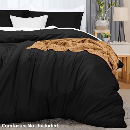 Utopia Bedding Duvet Cover Full Size - 3 Piece with Zipper Closure - 1 Comforter Cover 80X90 Inches & 2 Pillow Shams 20X26 Inches (Black) Comforter Not Included - Image 4
