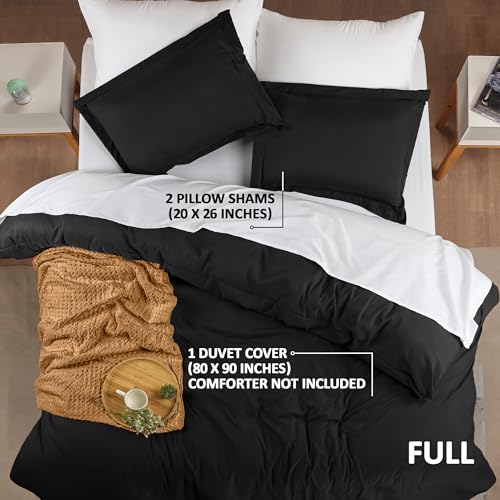 Utopia Bedding Duvet Cover Full Size - 3 Piece with Zipper Closure - 1 Comforter Cover 80X90 Inches & 2 Pillow Shams 20X26 Inches (Black) Comforter Not Included - Image 2