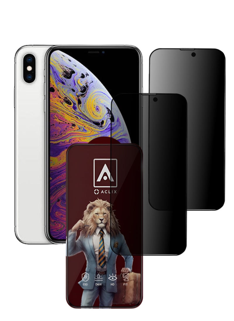 ACLIX 2 Pieces Antistatic ESD Dustproof Premium Quality High Definition Anti-Spy Privacy Tempered Glass Screen Protector Designed For  iPhone XS Max - Image 1