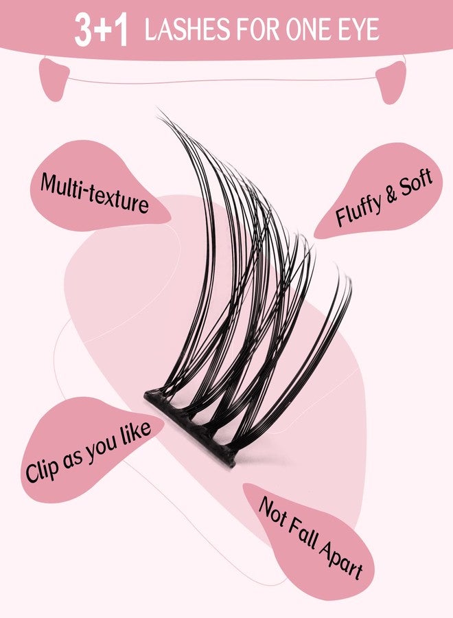 PRO LASHBEAUTY Cluster Lashes 72 Pcs Lash Clusters 2 in 1 DIY Eyelash Extension Individual Cluster Eyelashes Crush Style Self-Application Fluffy Super Thin Band Reusable Soft & Comfortable(Crush-D-10-16mix) - Image 2