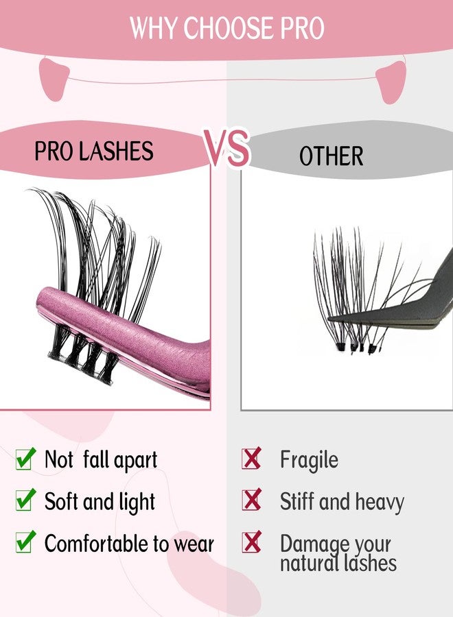 PRO LASHBEAUTY Cluster Lashes 72 Pcs Lash Clusters 2 in 1 DIY Eyelash Extension Individual Cluster Eyelashes Crush Style Self-Application Fluffy Super Thin Band Reusable Soft & Comfortable(Crush-D-10-16mix) - Image 4