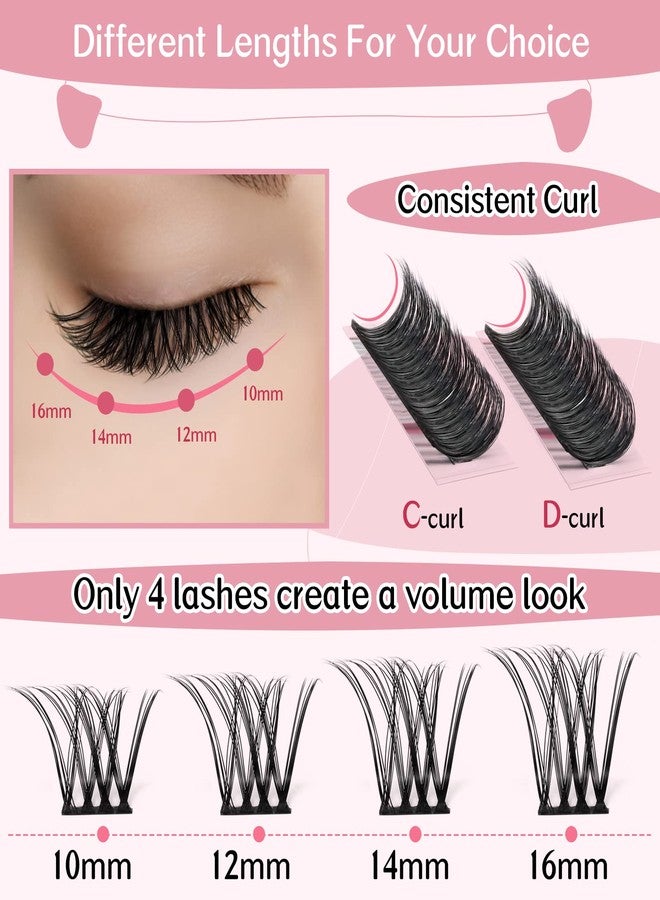 PRO LASHBEAUTY Cluster Lashes 72 Pcs Lash Clusters 2 in 1 DIY Eyelash Extension Individual Cluster Eyelashes Crush Style Self-Application Fluffy Super Thin Band Reusable Soft & Comfortable(Crush-D-10-16mix) - Image 3