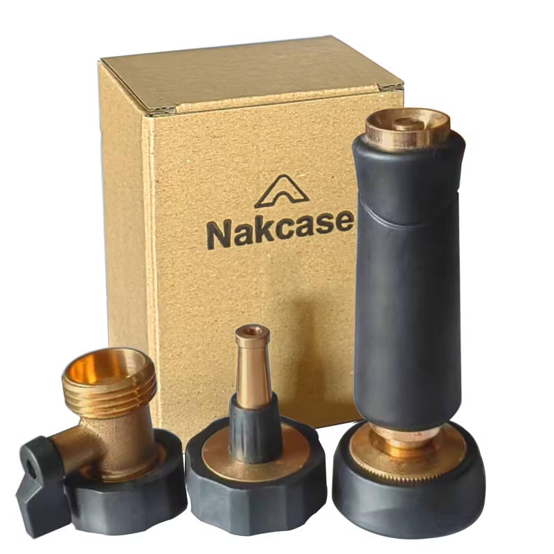 Nakcase Brass Hose Nozzle Adjustable Twist hose Sprayer High Pressure Hose Nozzle with OnOff Valve Leakproof Operation 34 Connector Jet Sweeper Nozzle for Patio and Pet Car Washing 3 Pack - Image 2