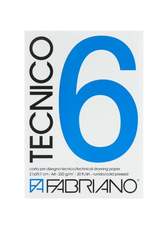 Fabriano Tecnico 6 Bristol Pad  White  A4 20 Sheets 220gm