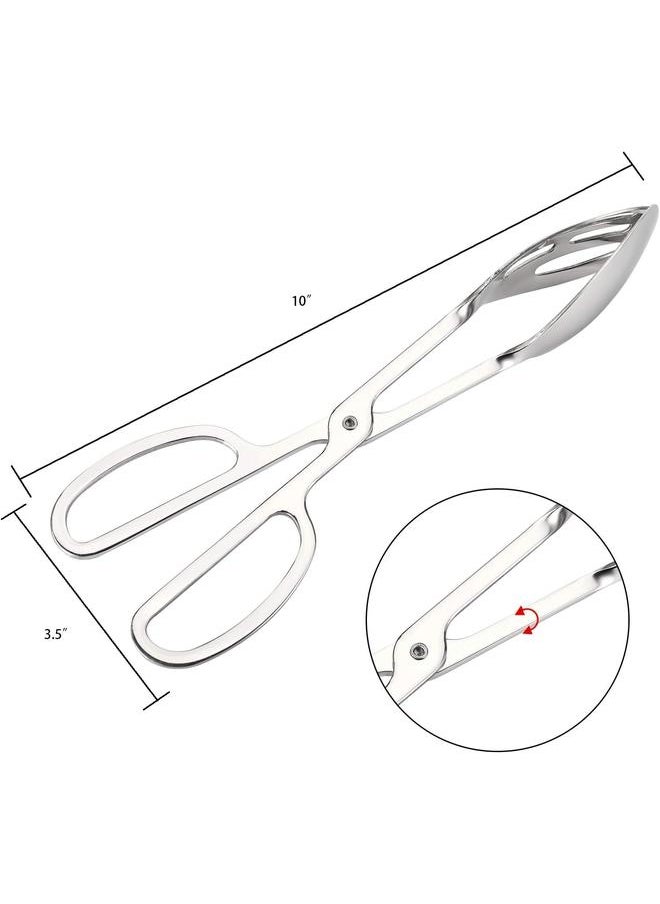 yongsheng 2 Pack Buffet Tongs Salad Tongs, 10 Inch Stainless Steel Food Serving Tongs Bread Tongs with Scissor Handles for Kitchen, Party  - Image 2