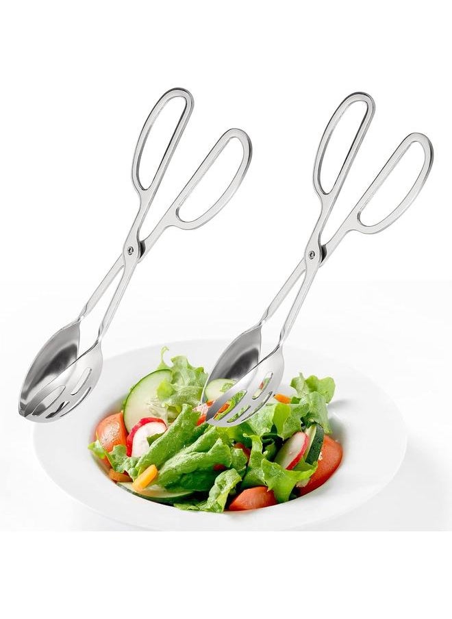 yongsheng 2 Pack Buffet Tongs Salad Tongs, 10 Inch Stainless Steel Food Serving Tongs Bread Tongs with Scissor Handles for Kitchen, Party  - Image 1