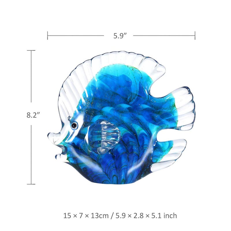 TOOARTS Blue Tropical Fish Glass Sculpture Home Decoration Office Ornament  Christmas Birthday Gift - Image 4