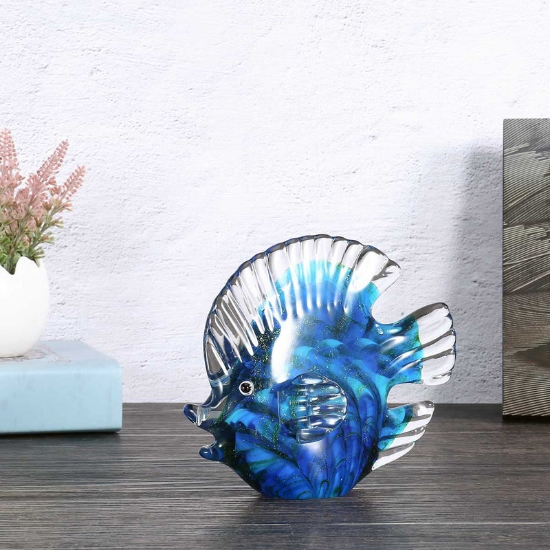 TOOARTS Blue Tropical Fish Glass Sculpture Home Decoration Office Ornament  Christmas Birthday Gift - Image 3