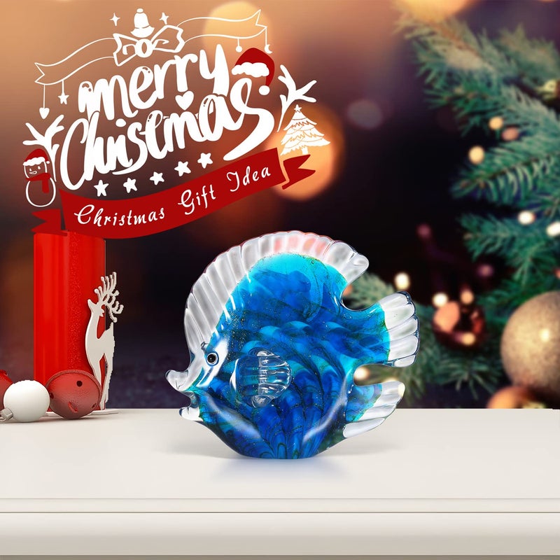 TOOARTS Blue Tropical Fish Glass Sculpture Home Decoration Office Ornament  Christmas Birthday Gift - Image 2