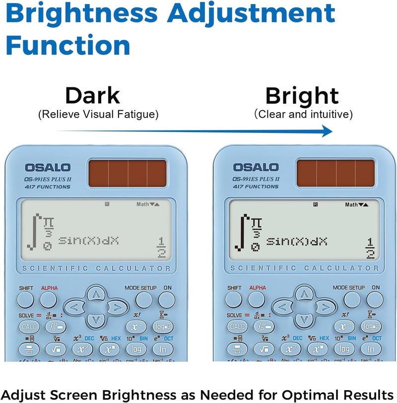 OSALO Scientific Calculator 417 Functions 2 Line Written Display Solar & Battery Power 10+2 Digits Calculators for School Students College Blue (OS-991ES Plus 2nd Edition) - Image 4