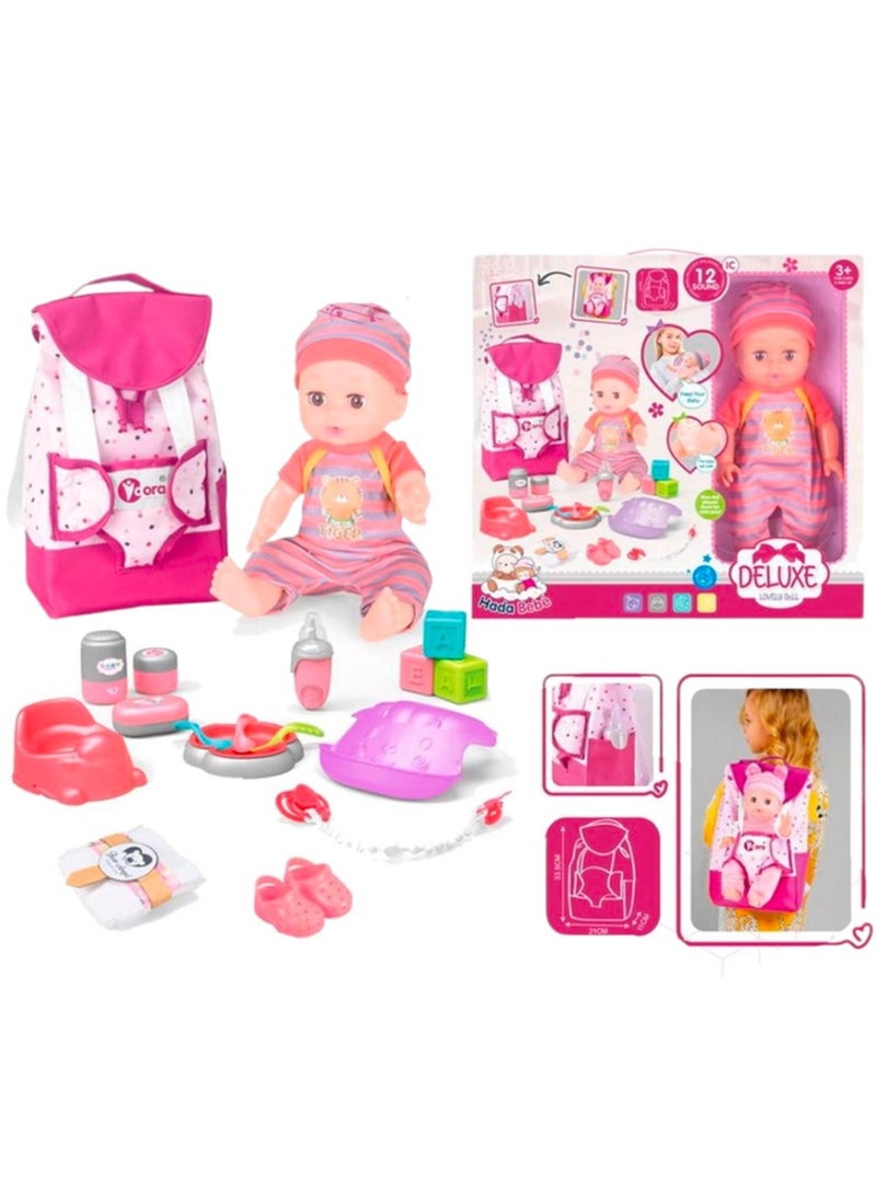 Toy Box Baby Doll With Bag, Feeding And Potty Accessories Pretend Play Toy Set For Kids