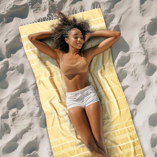 Cacala Lightweight and Thin Turkish Beach Towel 100% Cotton Sand-Free and Quick-Drying Goodness Perfect as an Extra Large Travel Towel, Beach Accessory, or Gift for Beach Lovers, 37 x 70 - Image 3