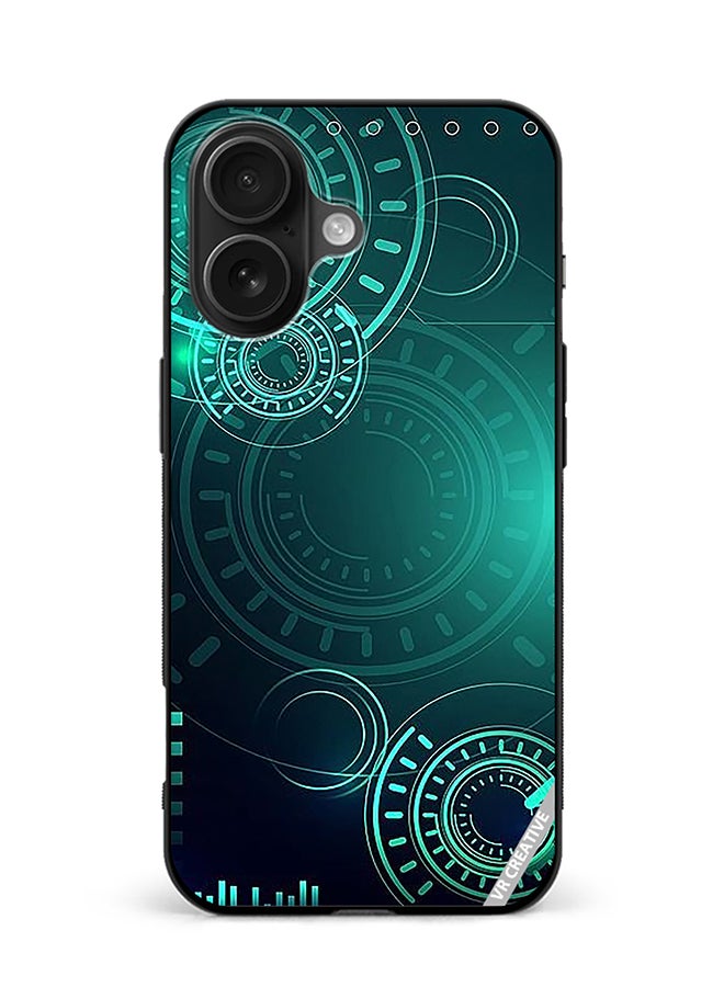 Protective Case Cover For Apple iPhone 16 Green Technology Design Multicolour