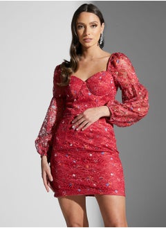 Chi-Chi London Sweetheart Neck Puff Sleeve Dress  - Image 1