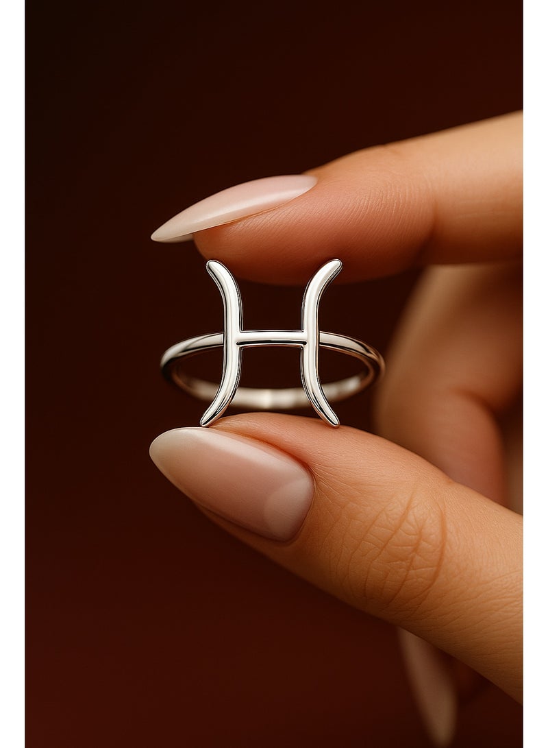 3Diamonds Pisces Zodiac Sign Silver Ring – Platinum and Rhodium Plated Elegant Gift for Women Horoscope Jewelry - Image 2