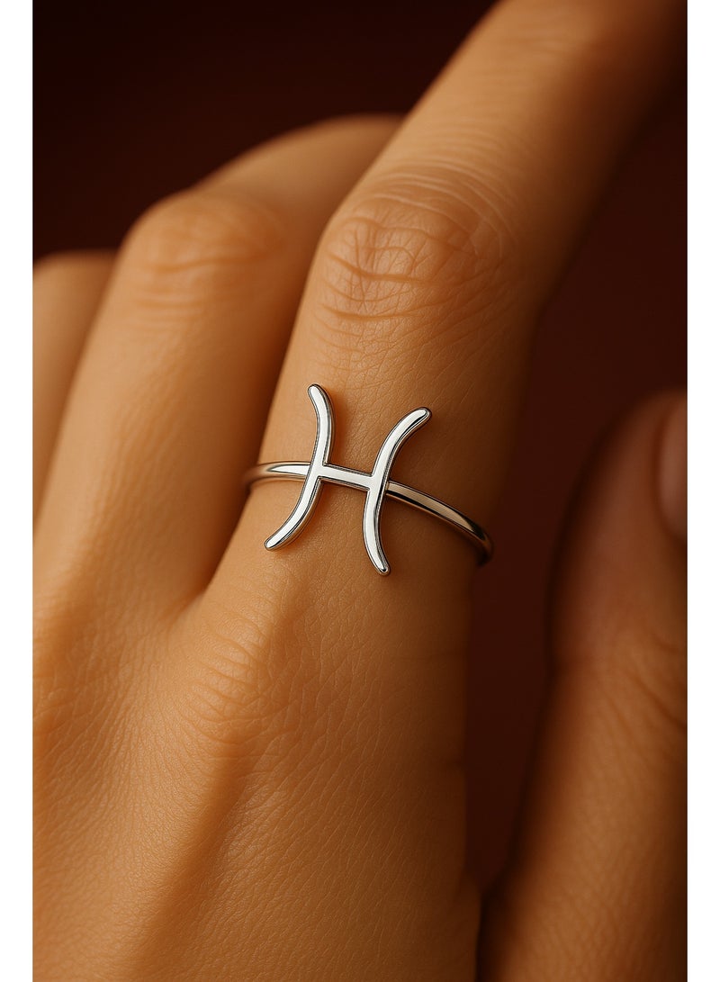 3Diamonds Pisces Zodiac Sign Silver Ring – Platinum and Rhodium Plated Elegant Gift for Women Horoscope Jewelry - Image 3