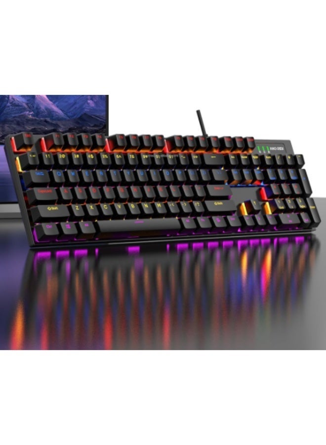 كوجار كيبورد العاب ميكانيكي، 104 مفاتيح، اضاءة خلفية RGB، سلكي USB، مفاتيح سيان - Image 2