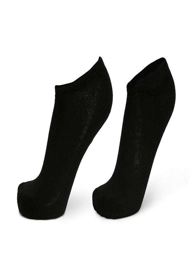 V3E Boys' & Girls' Cotton Plain Ankle Length School Socks (Black)-(Pack of 2) - Image 1