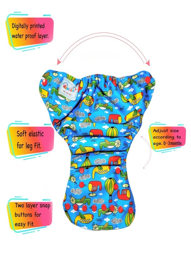 Dumbledo Premium Newborn Cloth Diaper with Integrated Insert (Pack of 3) | Dry Feel and Comfortable | 6-Layer Absorbent Pad | Travel Friendly | Ideal for Toddlers | 0 - 4 Months | Unisex Baby - Image 3