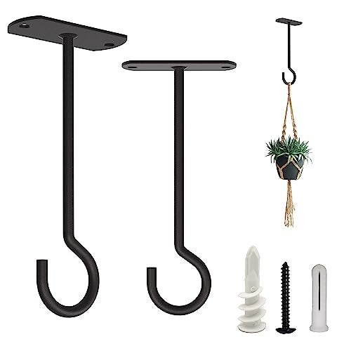 NACETURE Ceiling Hooks Heavy Duty 2 Pack - Plant Hooks for Ceiling Hanging Hook for Hanging Basket Hook, Light, Bird Feeders, Wind Chimes Décor Indoor & Outdoor (Black, 5 Inch 2 Pack) - Image 1