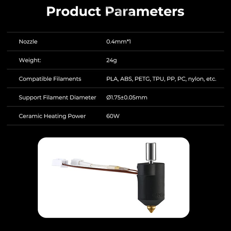 CREALITY K1 Ceramic Heating Block Kit Suitable for Creality K1 and K1 MAX 3D Printers 60W Heating Power High Thermal Conductivity Support More Filaments PLA/ ABS/ PETG/ TPU/ PP/ PC/ Nylon - Image 2