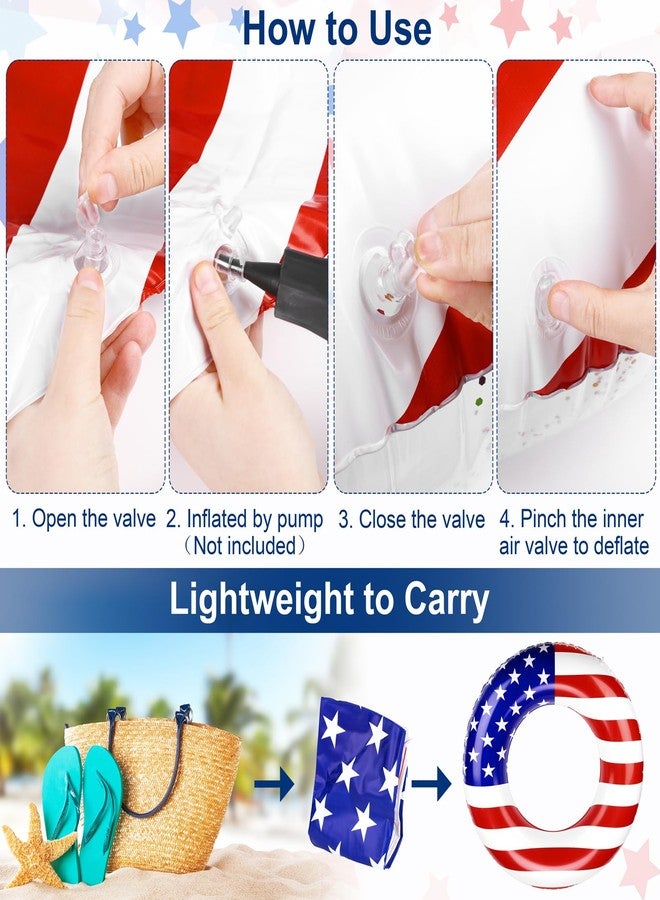 Elcoho 2 Pack Inflatable USA Pool Float Tube USA Flag Swimming Rings Filled with Sparkle Silver Stars Confetti 36 Inches Patriotic Toys Pool Float for Independence Day, Memorial Day, Veterans Day - Image 4