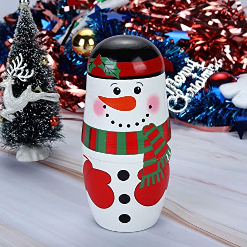 Yoption 5 Pcs Russian Matryoshka Dolls Handmade Wooden Snowman Nesting Dolls Set for Christmas Birthday Gift (Snowman) - Image 5