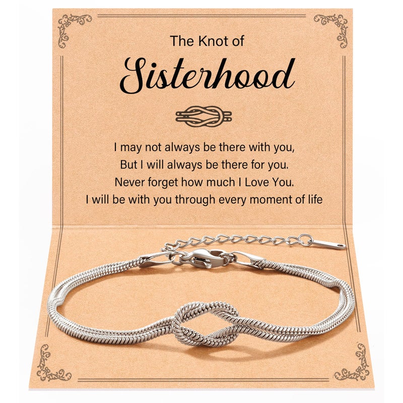 Tarsus Sister Gifts, Sisters Birthday Jewelry Gifts from Sister Knot Bracelet Mothers Day Christmas Gift for Sisters Women - Image 1
