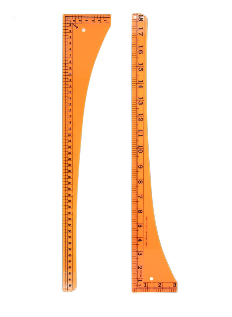 4-Piece Multi-Function Sewing Dress Ruler Set Orange - Image 2