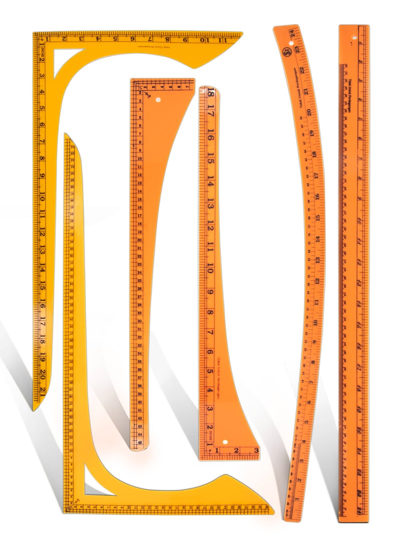 4-Piece Multi-Function Sewing Dress Ruler Set Orange - Image 1