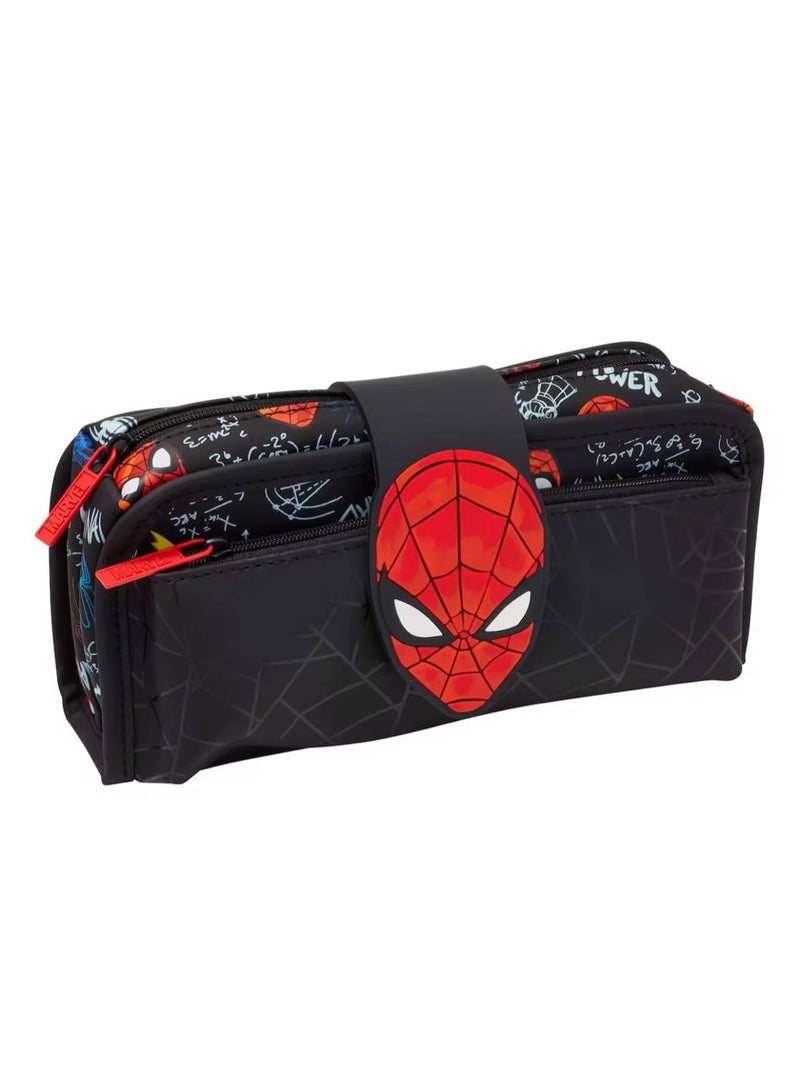 High-quality fabric school pencil case with acartoon design, 2-zipper pencil holder