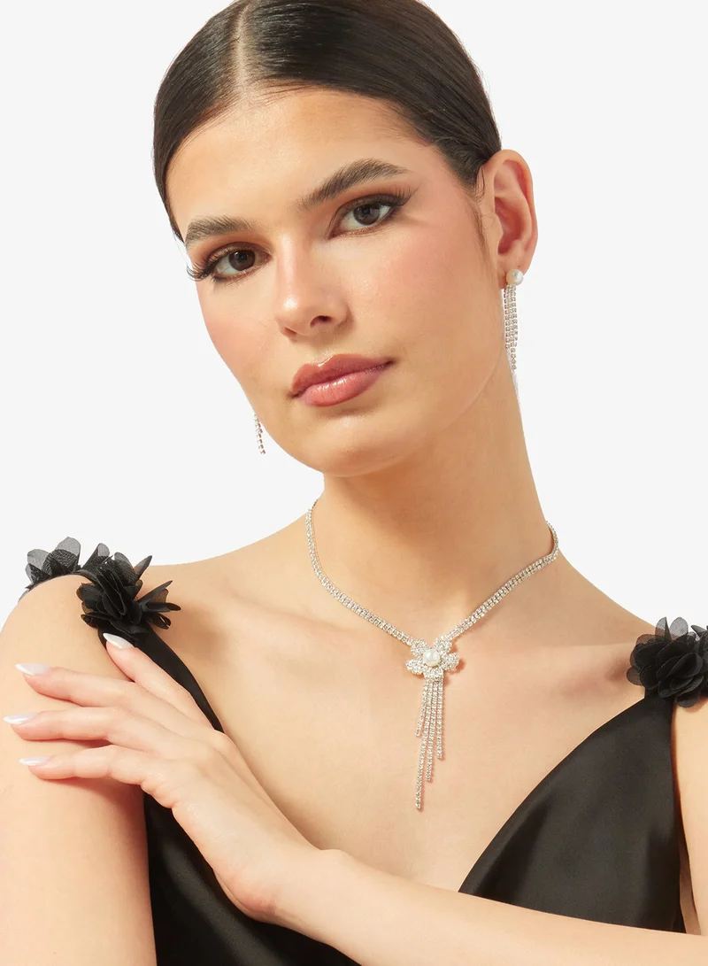 Ella Limited Edition Floral Rhinestone Embellished Necklace Set with Earrings