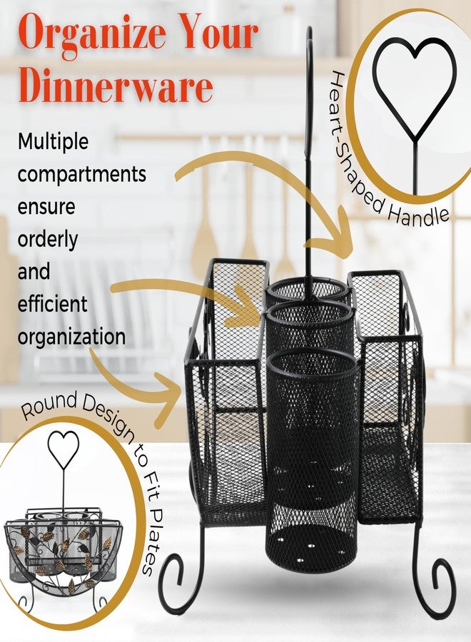 Maypes Utensil Caddy Silverware Holder - 2-in-1 Plate Holder and Cutlery Organizer for Forks, Spoons, Plates and Napkins - Flatware Organizer and Silverware Caddy for Table, Party, Picnic, RV, BBQ - Image 5