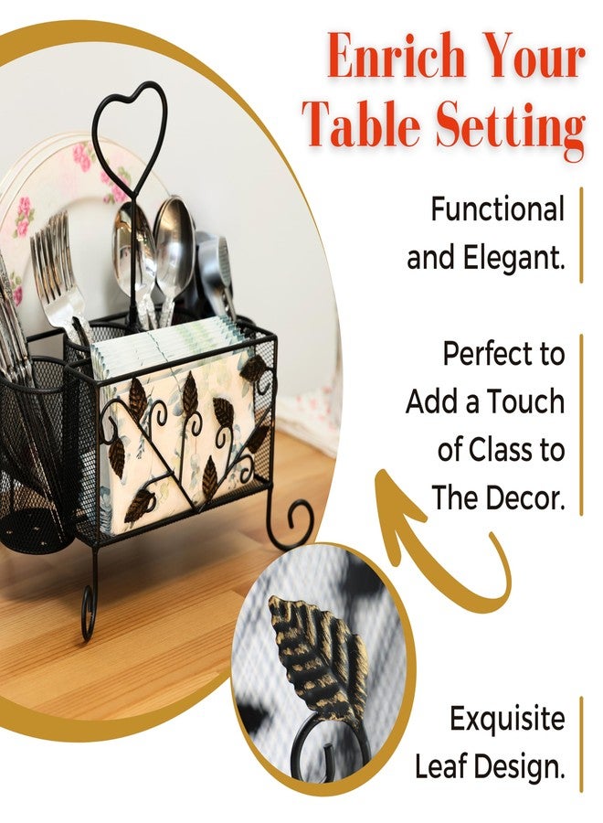 Maypes Utensil Caddy Silverware Holder - 2-in-1 Plate Holder and Cutlery Organizer for Forks, Spoons, Plates and Napkins - Flatware Organizer and Silverware Caddy for Table, Party, Picnic, RV, BBQ - Image 4