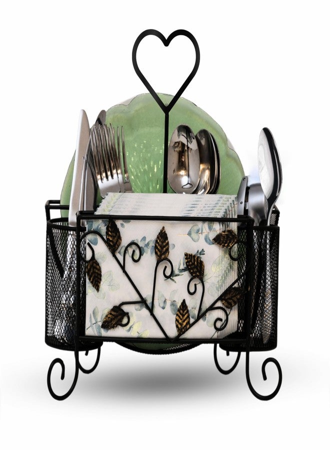 Maypes Utensil Caddy Silverware Holder - 2-in-1 Plate Holder and Cutlery Organizer for Forks, Spoons, Plates and Napkins - Flatware Organizer and Silverware Caddy for Table, Party, Picnic, RV, BBQ - Image 1