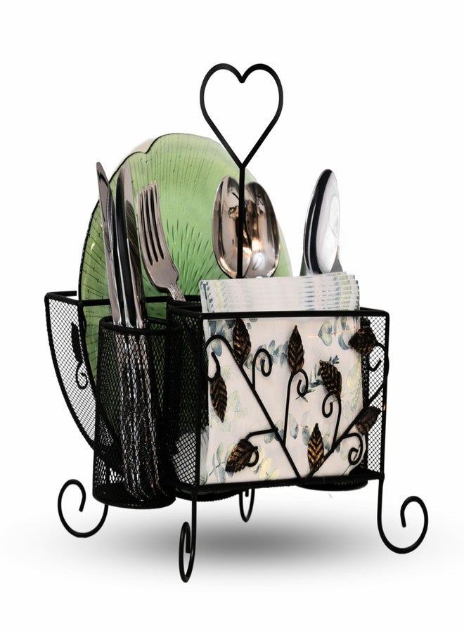 Maypes Utensil Caddy Silverware Holder - 2-in-1 Plate Holder and Cutlery Organizer for Forks, Spoons, Plates and Napkins - Flatware Organizer and Silverware Caddy for Table, Party, Picnic, RV, BBQ - Image 2