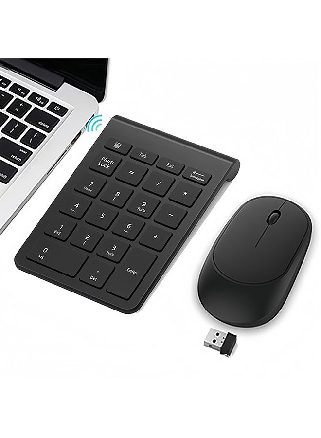 GNAFOTU Wireless Number Pad and Mouse Combo,Portable Ultra Slim 2.4GHz USB Numeric Keypad,Slient Financial Accounting Numeric Keypad With Wireless Mice,For Laptop/PC/Desktop/Notebook - Image 2