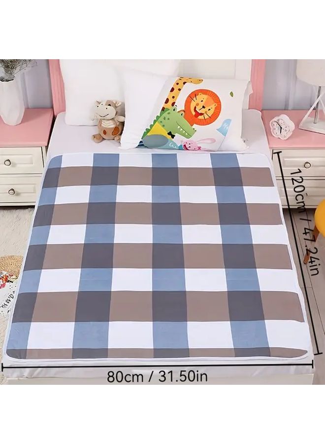 Blue Check Washable Bed Pad Reusable Adult Incontinence Pet Pad 31 49x47 24 Inch - Image 2