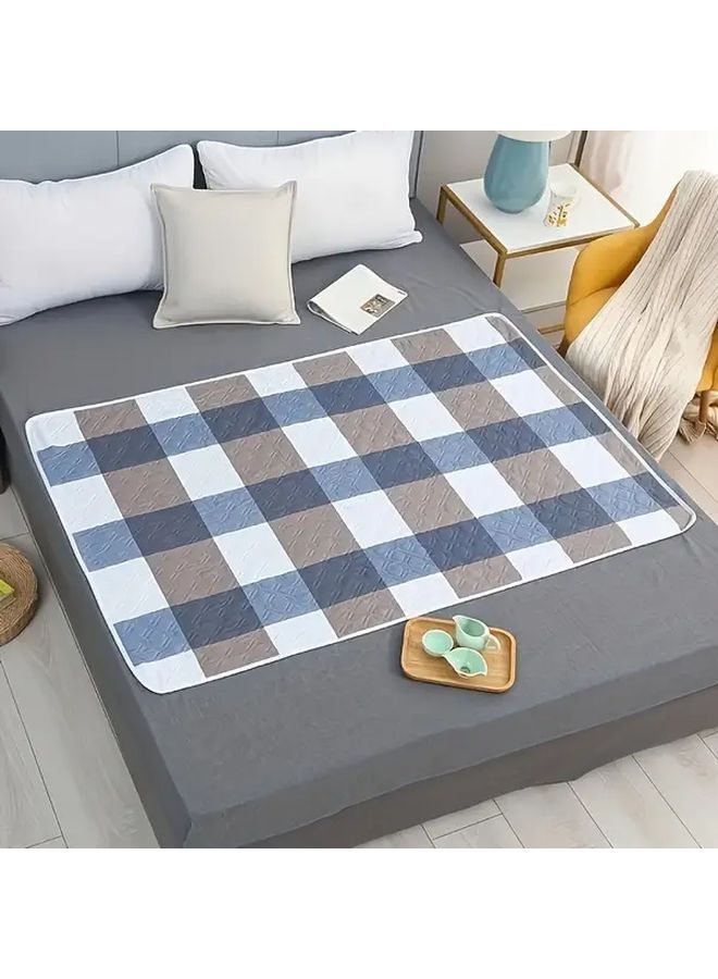Blue Check Washable Bed Pad Reusable Adult Incontinence Pet Pad 31 49x47 24 Inch - Image 1
