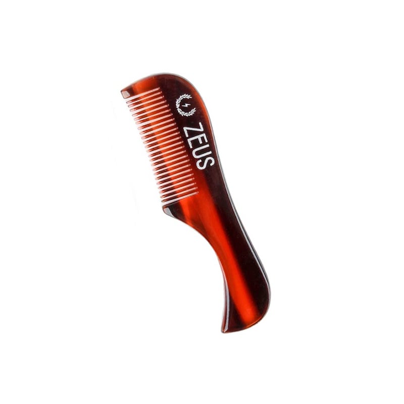 ZEUS Handmade SawCut Mustache Comb Fined Toothed Durable Cellulose Hand Polished Pocket Comb  Beard Comb for Mustache and Beard Single Traditional
