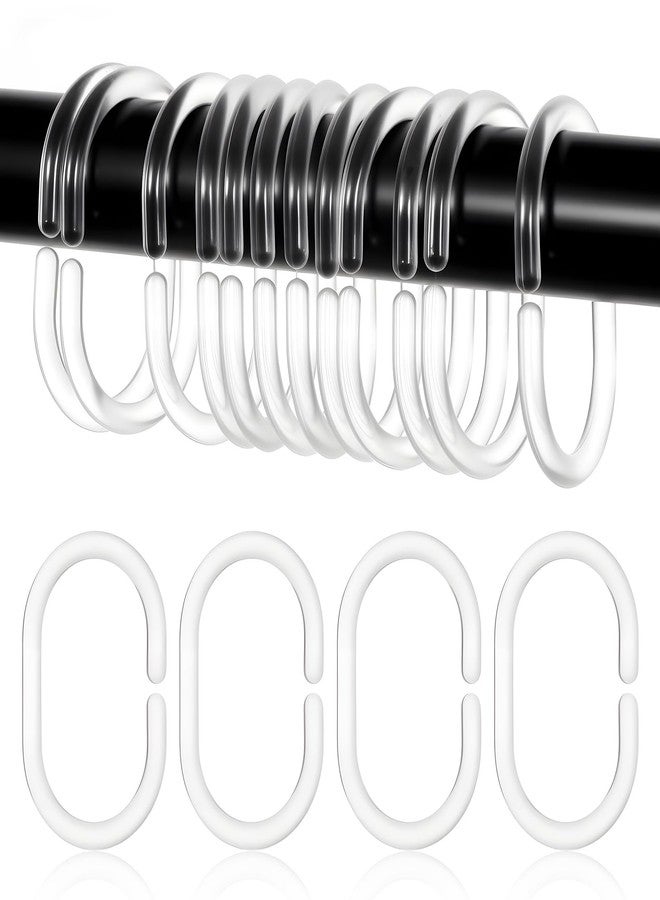 Larrel 48 PCS Shower Curtain Hooks, Plastic C-Shaped Shower Rings for Curtain Simple Practical Bathroom Curtains Hooks for Showers Tub Window Rods Liner Bathroom(Clear) - Image 1